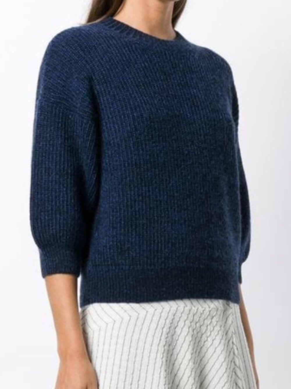 3.1 Phillip Lim Puff Sleeve Sweater Medium M Blue Wool / Mohair Blend Crewneck